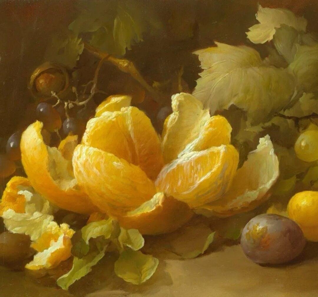 Картина_2_2 - живопись, апельсины, картина, натюрморт, фрукты, мандарины - оригинал