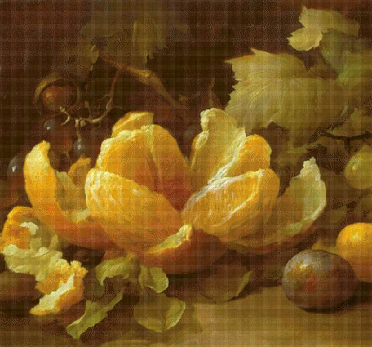 Картина_2_2 - живопись, натюрморт, картина, апельсины, мандарины, фрукты - предпросмотр