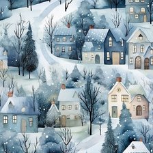 Схема вышивки «зимний город7»