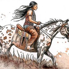 Схема вышивки «Indígena cabalgando»