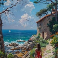 Схема вышивки «Девушка и море»