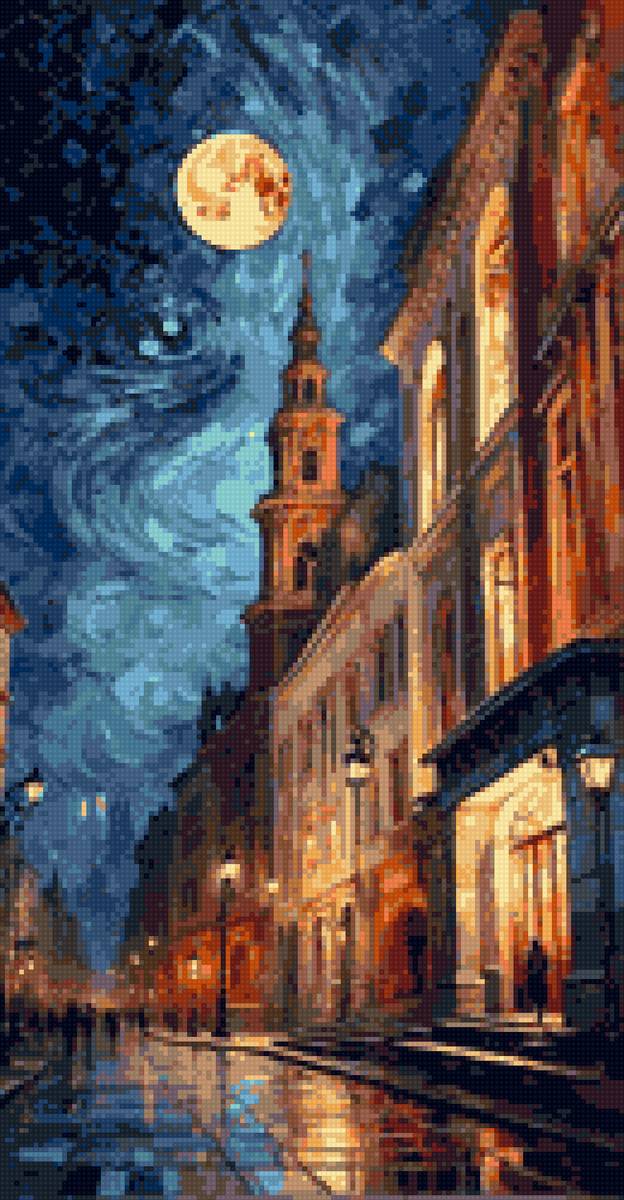 ночной город2 - ночь, луна, город, пейзаж, вечер - предпросмотр