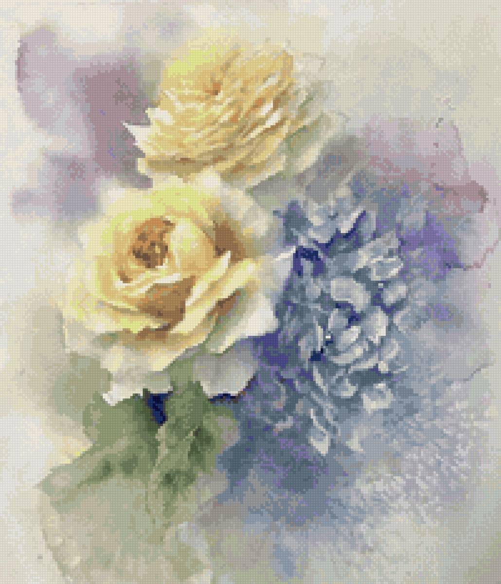 Букет желтых роз акварель - букет, розы - предпросмотр