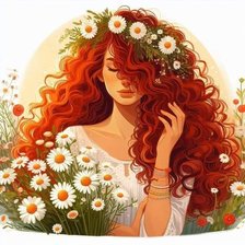 Схема вышивки «Девушка в венке из ромашек»