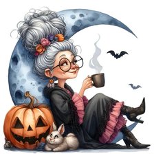 Схема вышивки «Ведьма и зайка»