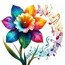 Схема вышивки «Яркий нарцисс с нотами»