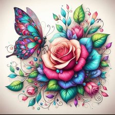 Роза и бабочка