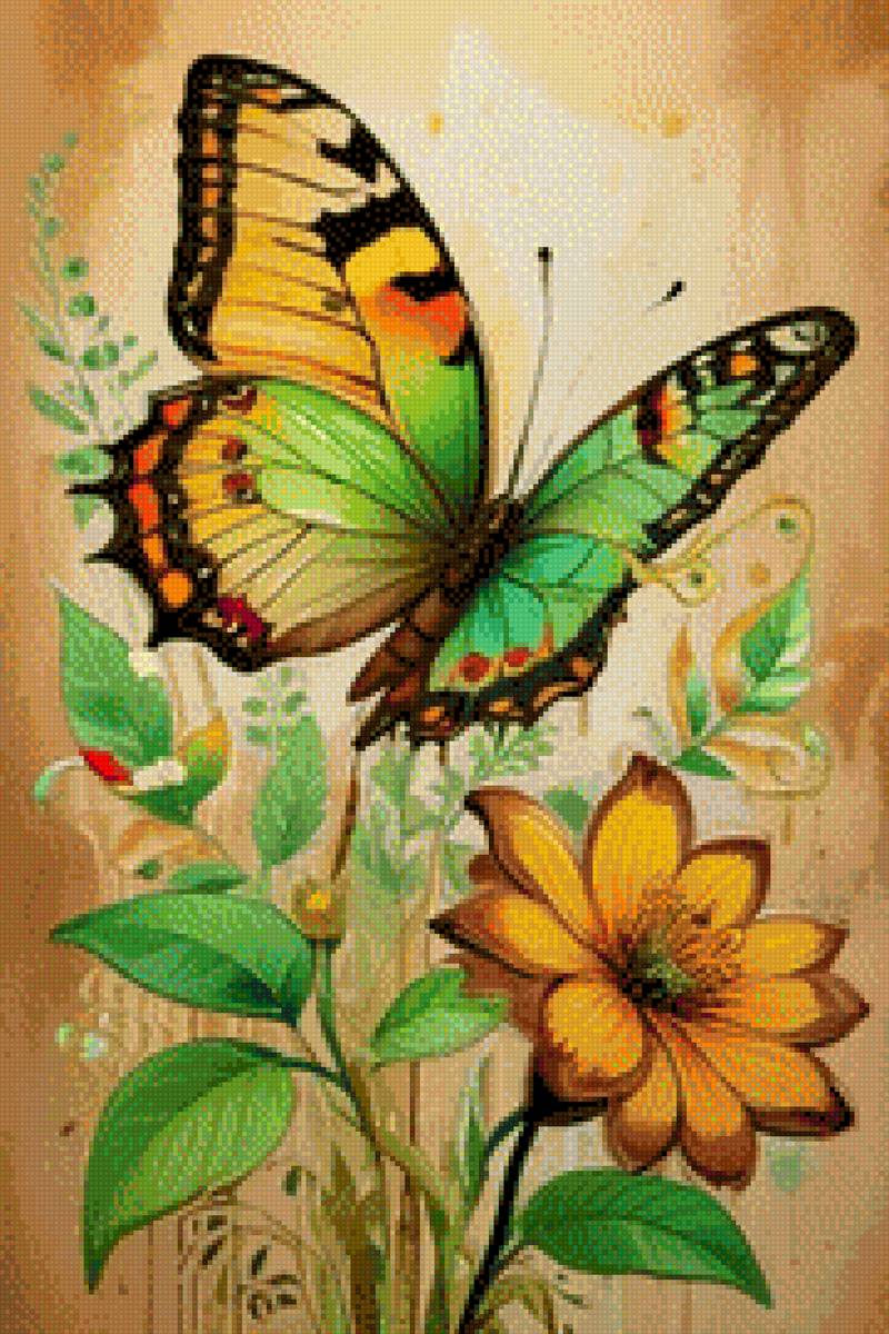 Цветок и бабочка - предпросмотр