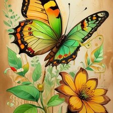 Схема вышивки «Цветок и бабочка»