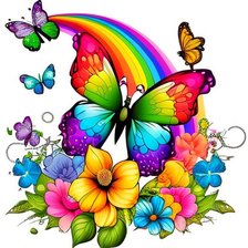 Схема вышивки «Бабочка и радуга»