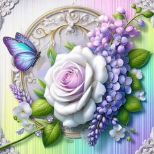 Схема вышивки «Роза и бабочка»