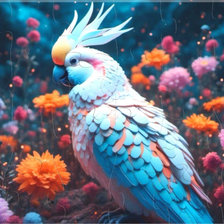 Схема вышивки «Радужный попугай»