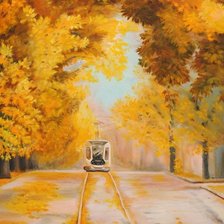 Схема вышивки «Трамвай в осень»