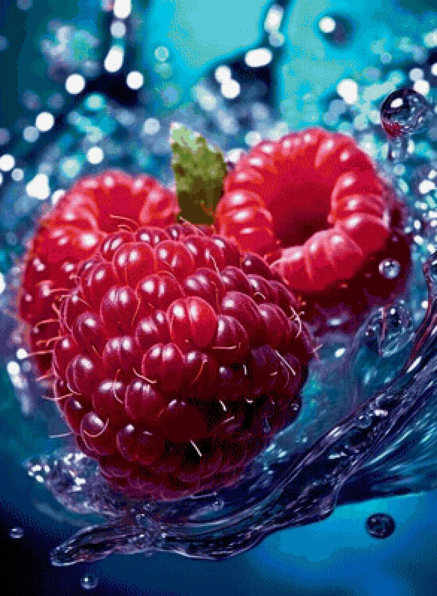 Малина - вода, картина, малина, натюрморт, ягода - предпросмотр