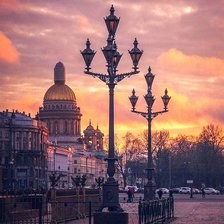 Схема вышивки «Закат с фонарями»