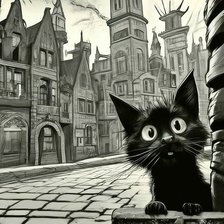 Схема вышивки «Жил да был чёрный кот  за углом 2»