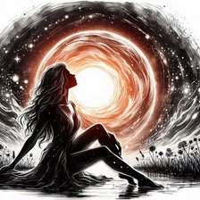 Схема вышивки «Девушка на закате»