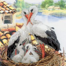 Схема вышивки «Семья аистов 4»