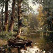 Схема вышивки «Лесной пруд»