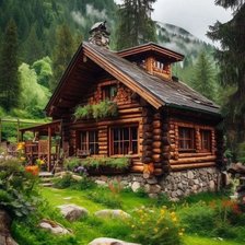 Схема вышивки «домик в лесу»