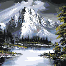 Схема вышивки «Горный пейзаж. Боб Росс»