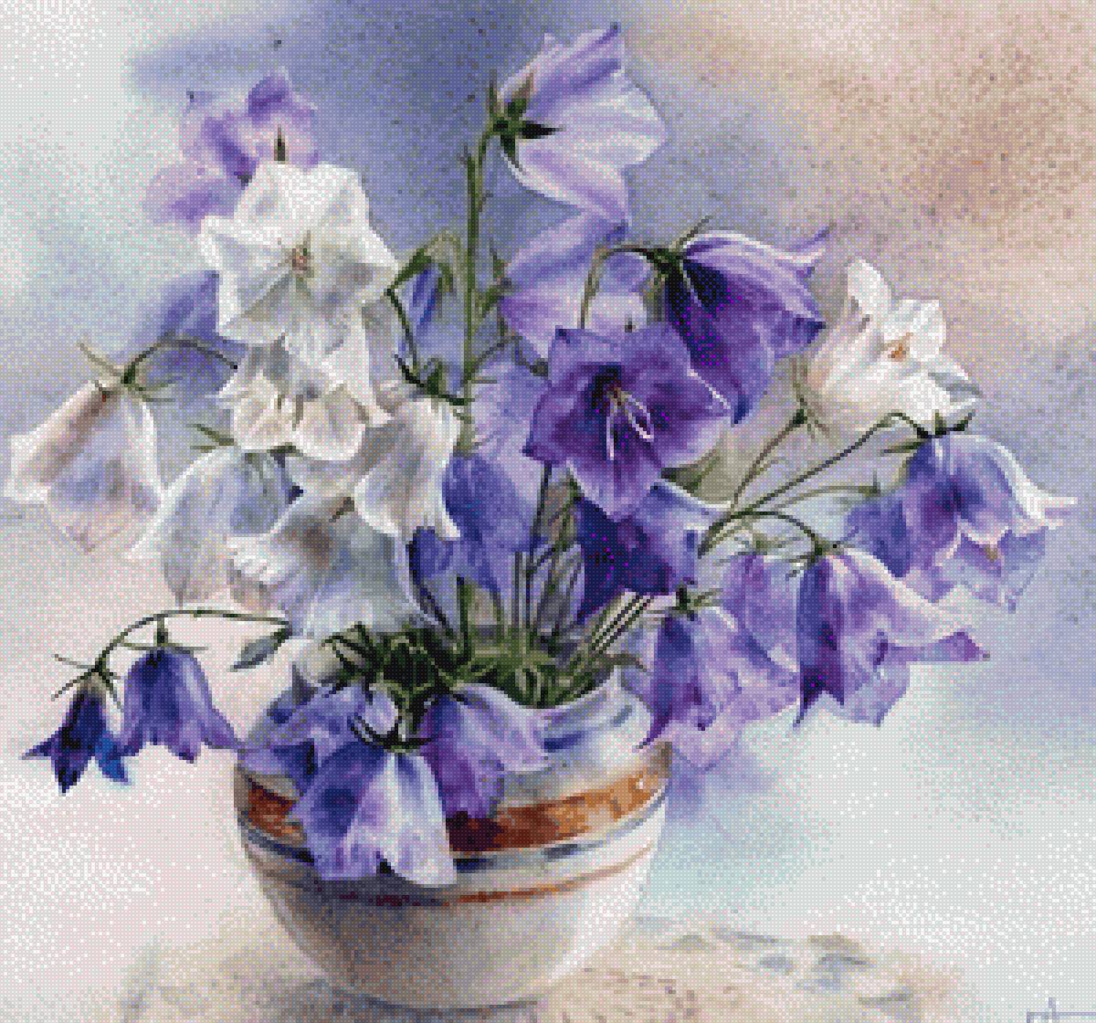 Букет колокольчиков - цветы, колокольчики, ваза, букет - предпросмотр