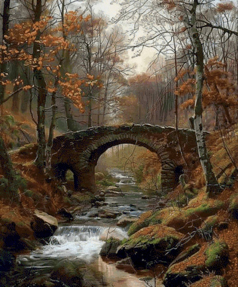 Мостик - осень, ручей, природа, мост, река, пейзаж - предпросмотр