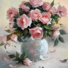 Схема вышивки «Букет роз в вазе»