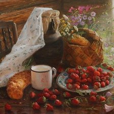 Схема вышивки «Картина_натюрморт_земляника»