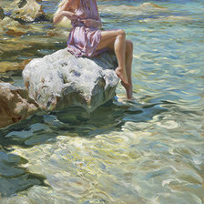 Схема вышивки «Картина_море_девушка»