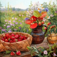 Схема вышивки «Картина,натюрморт,земляника»