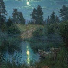 Схема вышивки «Картина_ночь_лодки»