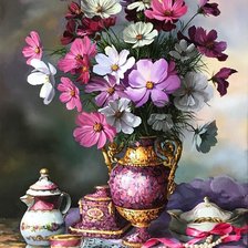 Схема вышивки «Натюрморт с космеями»