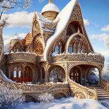 Схема вышивки «сказочный домик зимой»