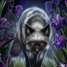 Схема вышивки «Лиса в Ирисах»