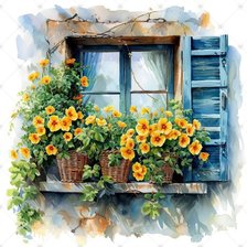 Окно с цветами