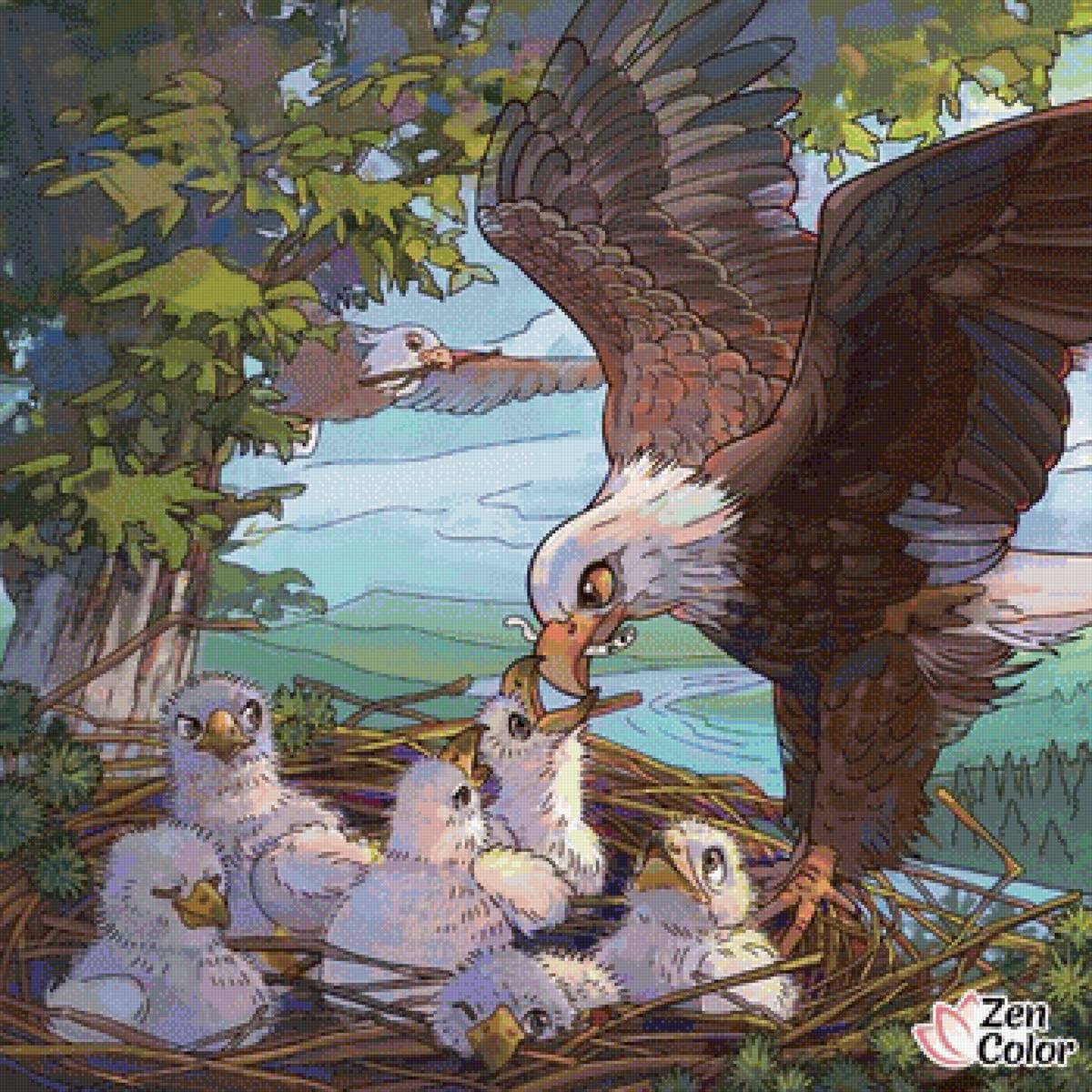 Орёл с птенцами - птица, орел - предпросмотр