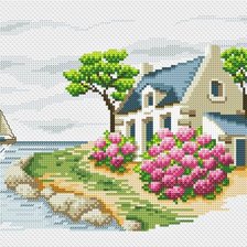 Схема вышивки «дом и парусник»