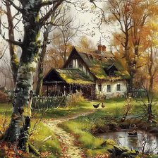 Схема вышивки «Старенький домик»