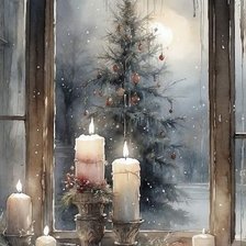 Рождество. Акварель