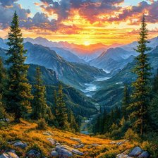 Схема вышивки «Горный пейзаж»