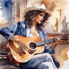 Схема вышивки «Девушка с гитарой»