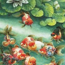 Схема вышивки «Золотые рыбки»