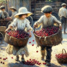 Схема вышивки «children with grapes»