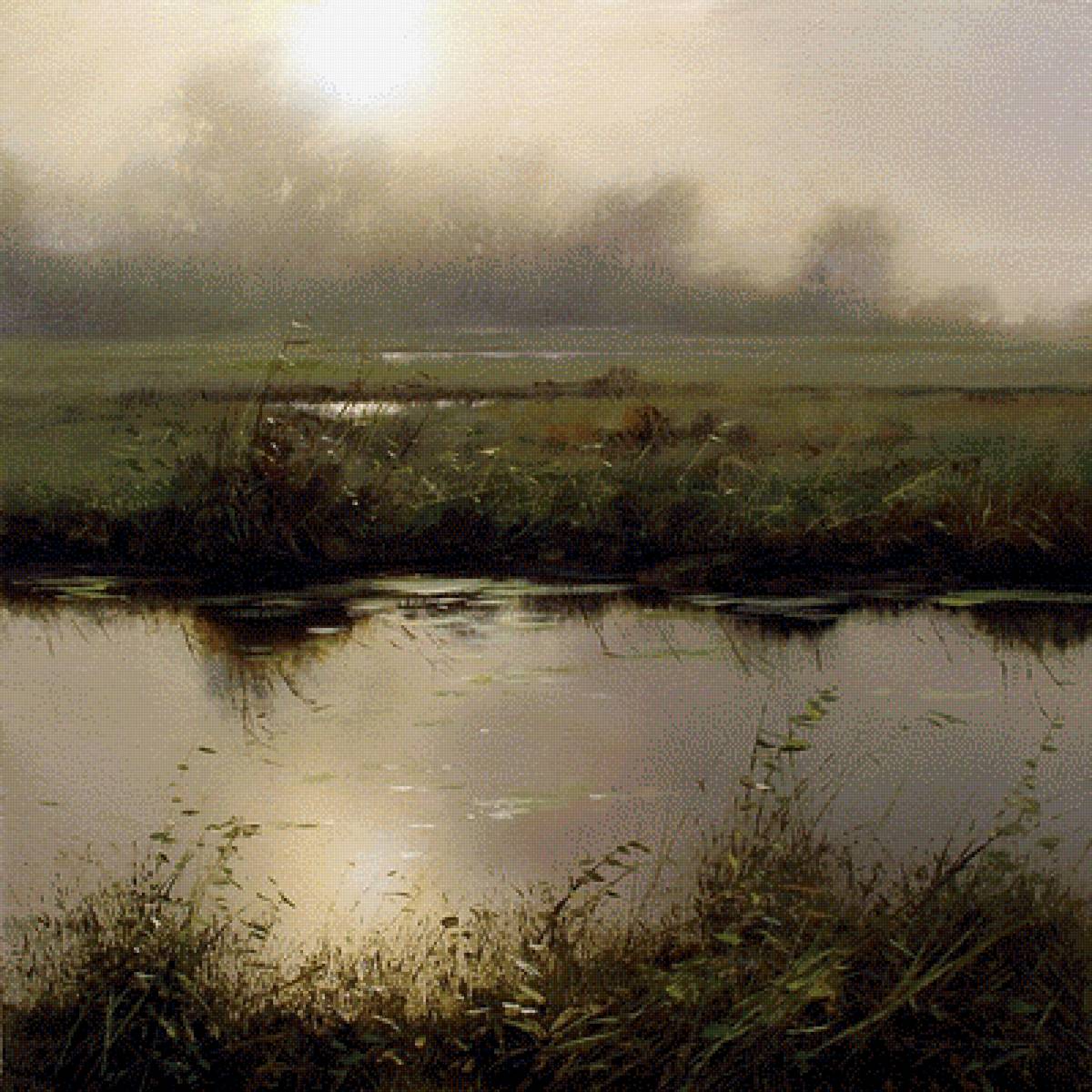 Левитан - луг, лето, картина, река - предпросмотр