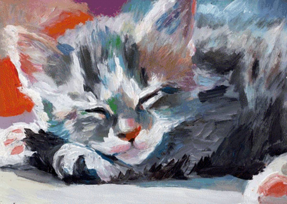 Котик. Гуашь - художники - предпросмотр