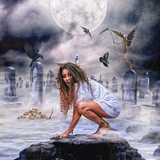 Схема вышивки «Chica en el cementerio»