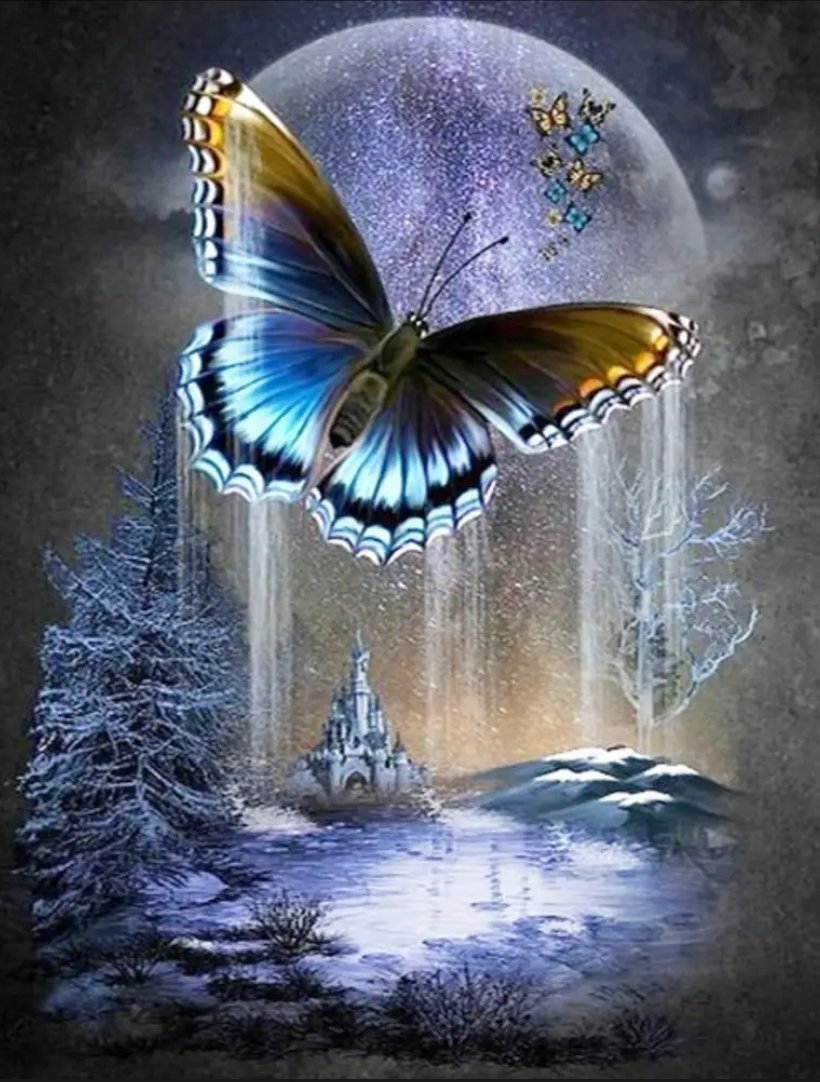 Бабочка - пейзаж, бабочки, фентази - оригинал