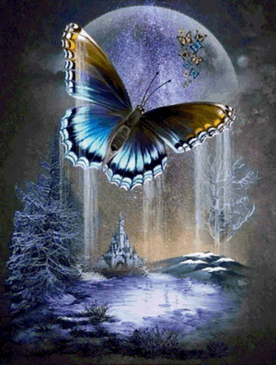 Бабочка - пейзаж, бабочки, фентази - предпросмотр