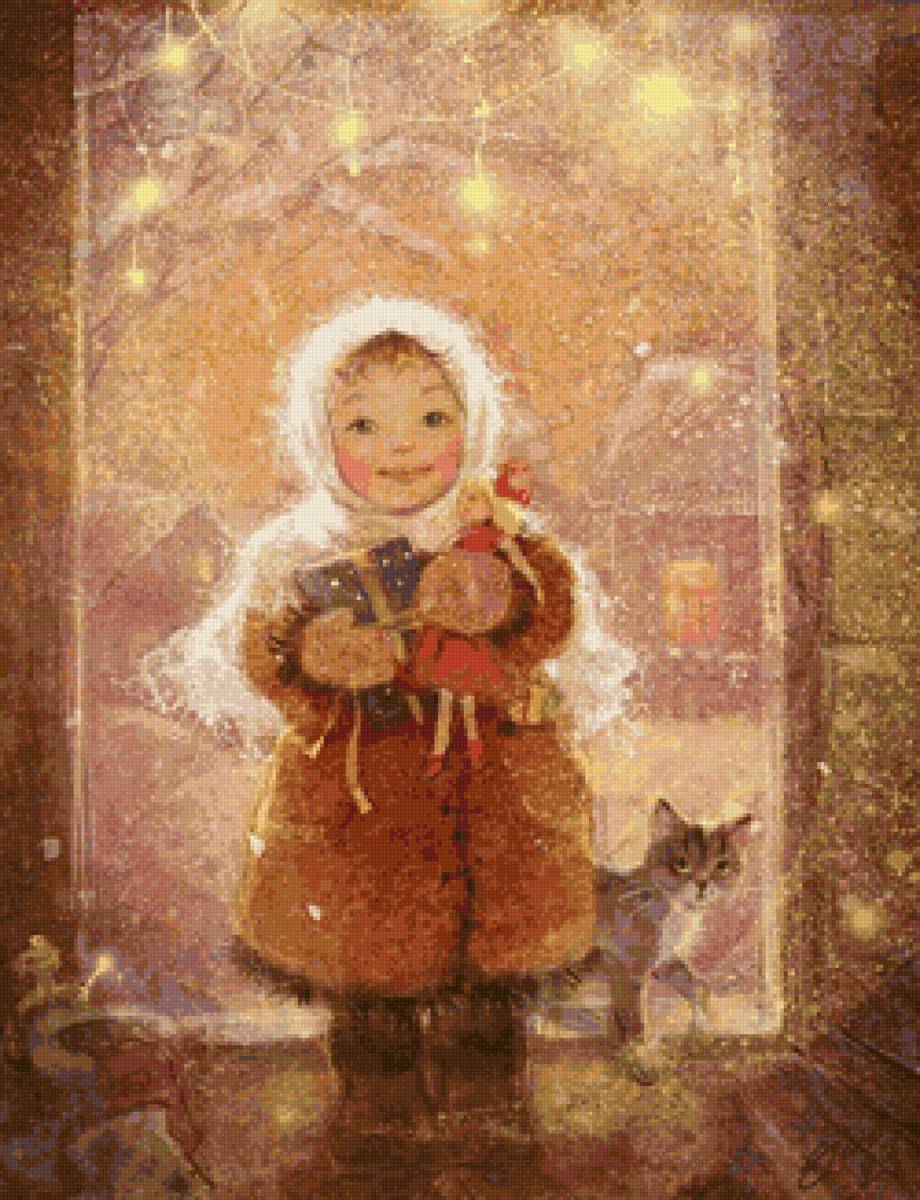 Екатерина бабок - дети детство зима кошка дом - предпросмотр